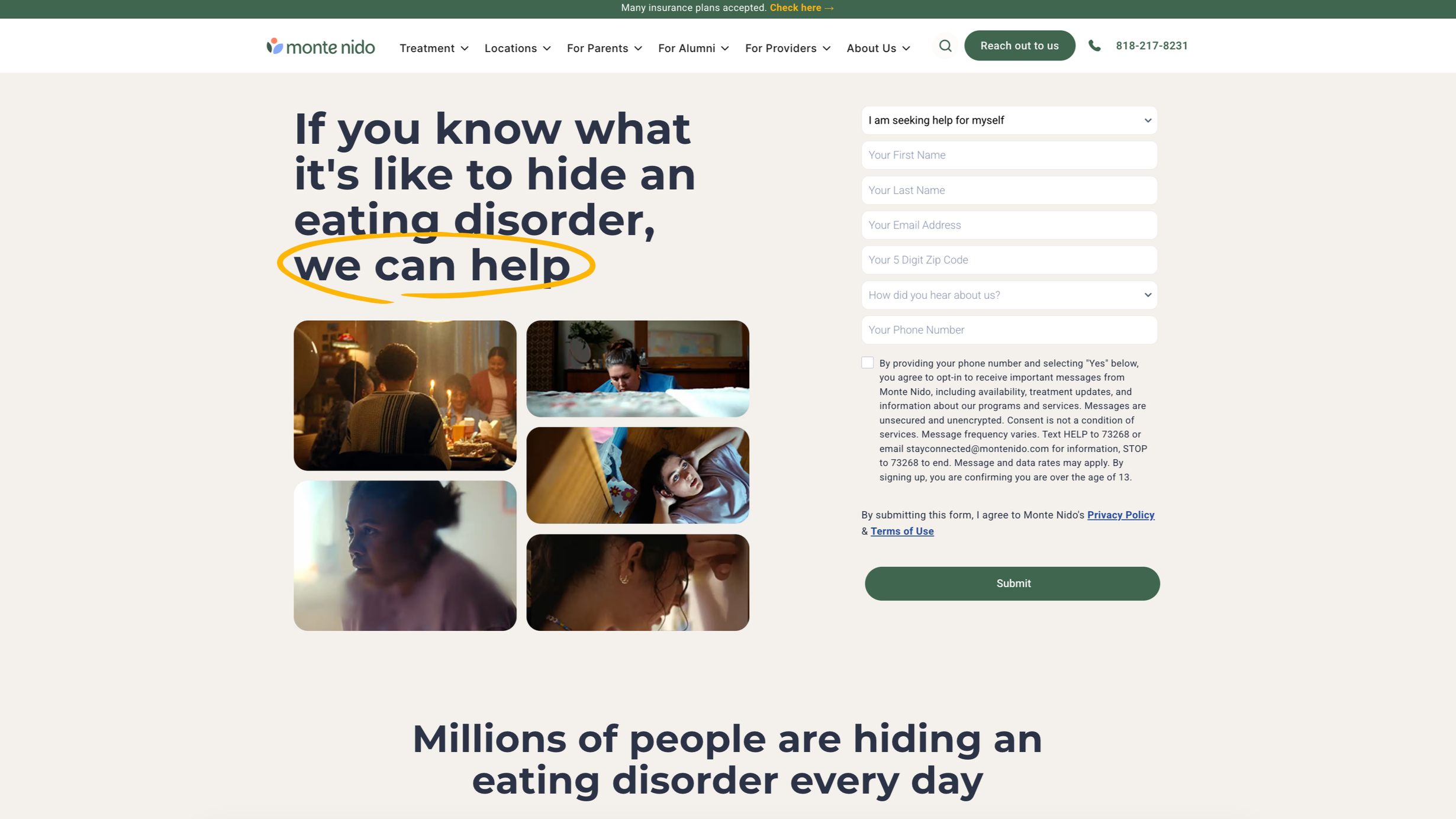 Monte Nido &lsquo;Hidden&rsquo; campaign landing page