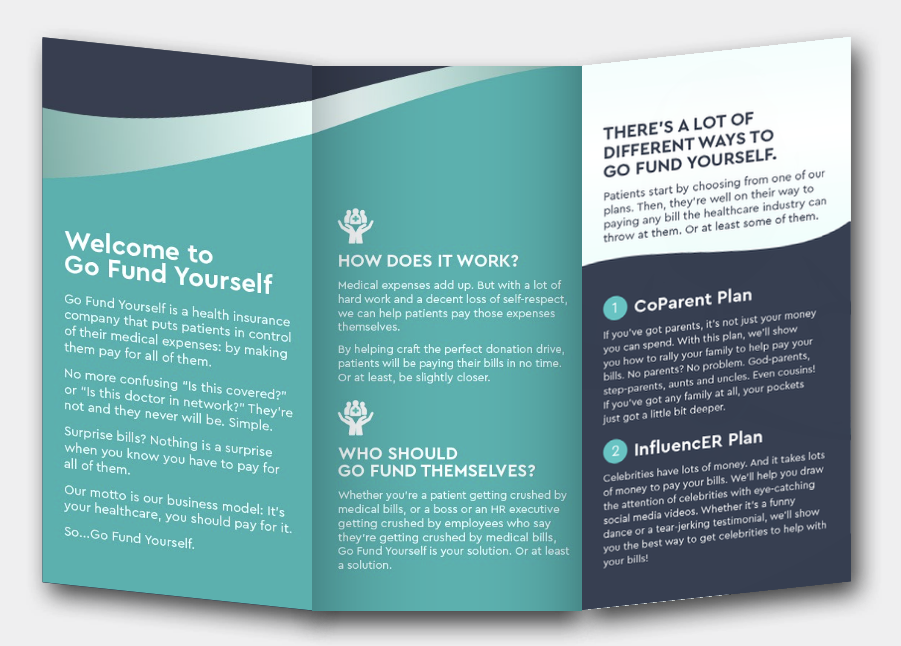 Go Fund Yourself brochure, inside